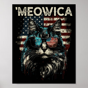Póster Merica Patriótica Maine Coon Cat
