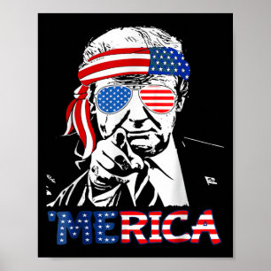 Póster Merica Shirt Felíz 4 De Julio Merica Trump