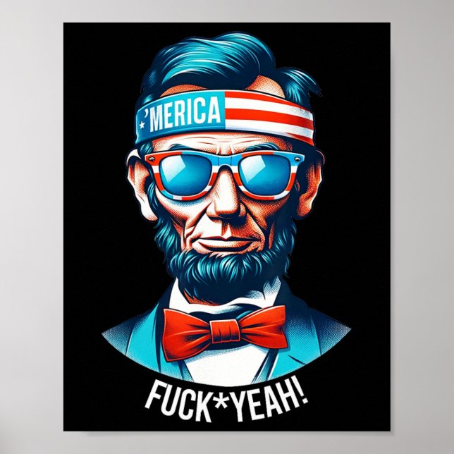 Póster Merica Sí Abraham Lincoln 4 De Julio (Frente)