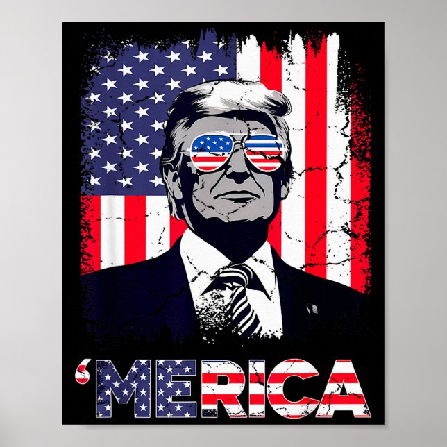 Póster Merica Trump Christmas Shirt 4th Of July Trump Ame (Frente)