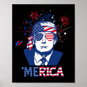 Póster Merica Trump Feliz 4 De Julio Bandera Norteamerica