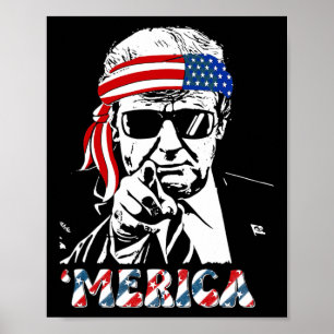 Póster Merica Trump Feliz 4 De Julio Bandera Norteamerica