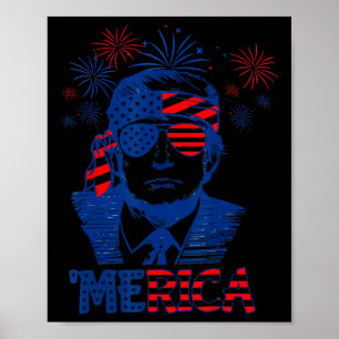 Póster Merica Trump Feliz 4 De Julio Bandera Norteamerica