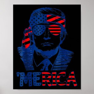 Póster Merica Trump Feliz 4 De Julio Bandera Norteamerica