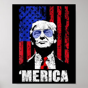 Póster Merica Trump Feliz 4 De Julio Bandera Norteamerica