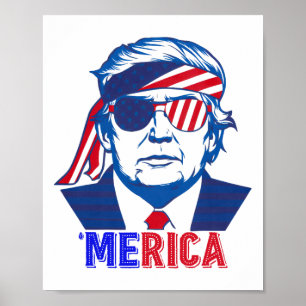 Póster Merica Trump Feliz 4 De Julio Bandera Norteamerica