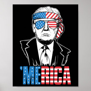 Póster Merica Trump Feliz 4 De Julio Bandera Norteamerica