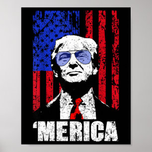 Póster Merica Trump Feliz 4 De Julio Bandera Norteamerica