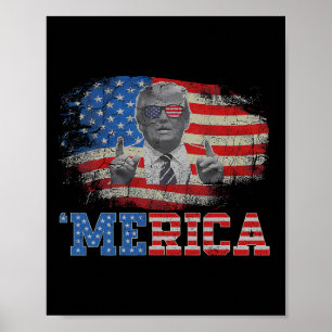 Póster Merica Trump Feliz 4 De Julio Bandera Norteamerica