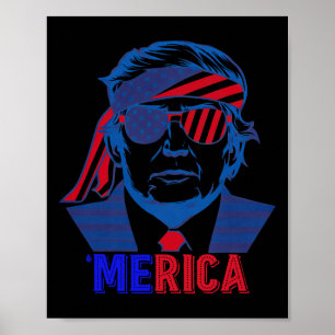 Póster Merica Trump Feliz 4 De Julio Bandera Norteamerica