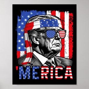 Póster Merica Trump Feliz 4 De Julio Divertida Bandera Es