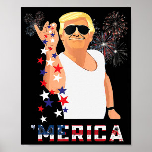 Póster Merica Trump Outfits Don Drunk Donald Drunk 4th of