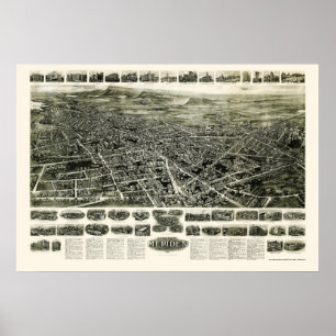 Póster Meriden, mapa panorámico del CT - 1918