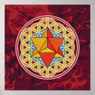 Póster Merkaba y la flor de la vida