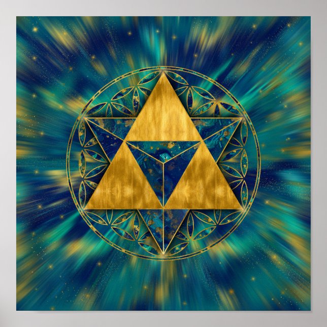 Póster Merkabah en las flores de la vida (Frente)