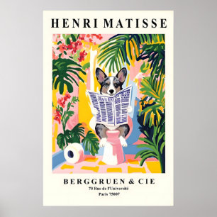 Póster Merle Corgi en un inodoro Imprimir - Baño Matisse