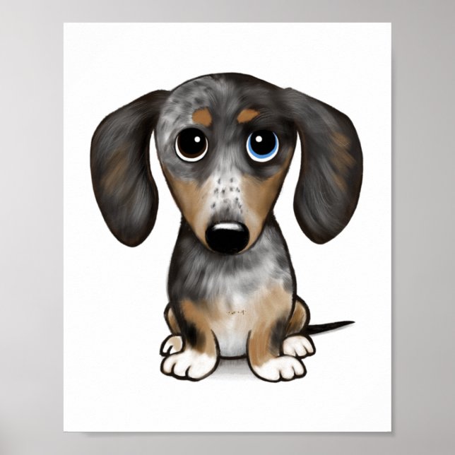 Póster Merle Dapple Dachshund Cute Wiener Dog (Frente)