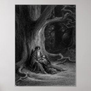 Póster Merlin y Vivien de Gustave Doré 1868