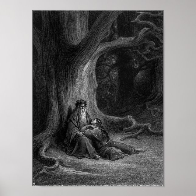 Póster Merlin y Vivien de Gustave Doré 1868 (Frente)