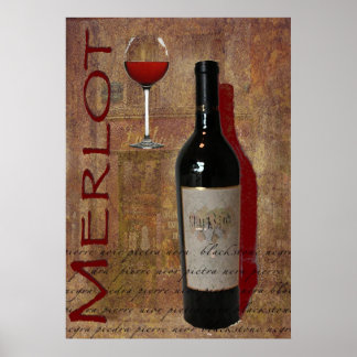 Póster merlot wine poster