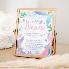 Póster Mermaid Baby Shower Late Night Diapers