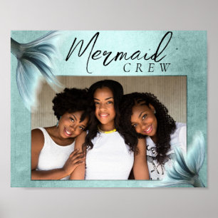 Póster Mermaid Crew Aqua Foto de amigo de lujo de Mint