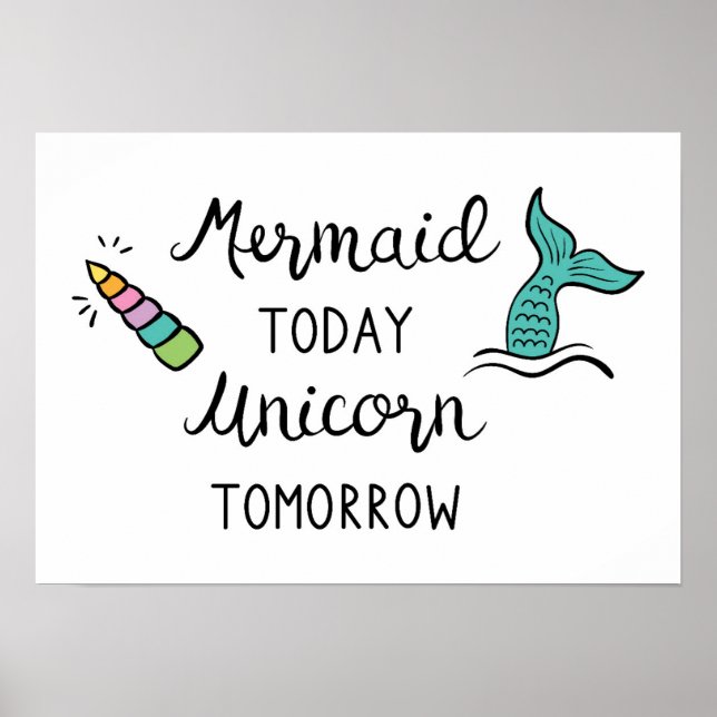 Póster Mermaid Hoy Unicornio Mañana (Frente)