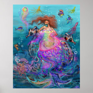 Póster Mermaid Jellyfish Vestido Poster