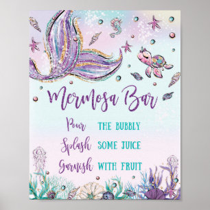 Póster Mermaid Mermosa Bar Baby Bridal Shower Fiesta
