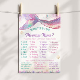 Póster Mermaid Name Game Pastel Ocean Girl