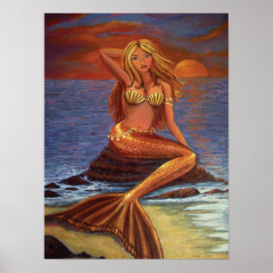 Póster Mermaid Sunset