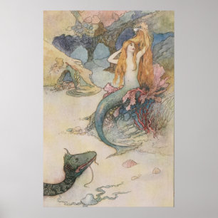 Póster Mermaid Warwick Goble (inglés, 1862-1943)