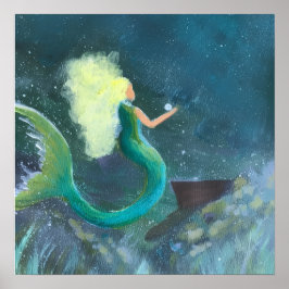 Póster Mermaid with her pearl poster
