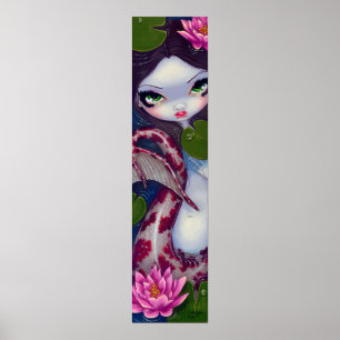 Póster Mermaid with Pink Lotus gothic big eye Art Print