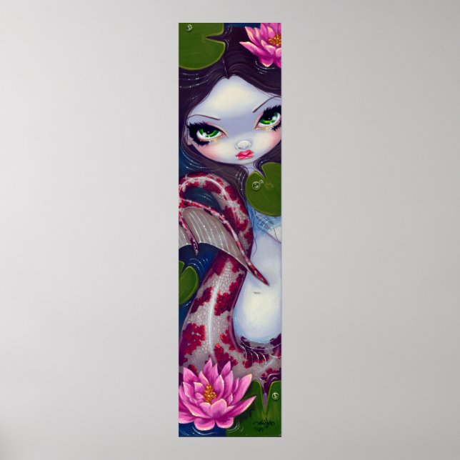 Póster Mermaid with Pink Lotus gothic big eye Art Print (Frente)