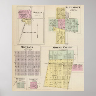 Póster Merriam, Altamont, Montana, Mound Valley, Kansas