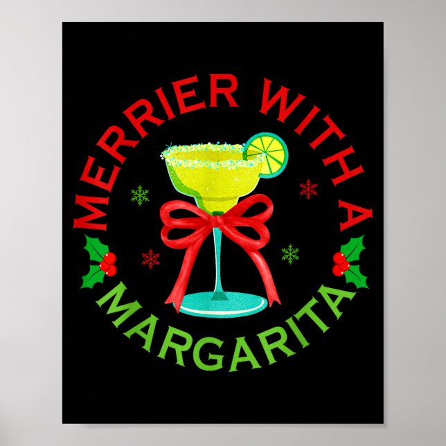 Póster Merrier With A Margarita Christmas Drinking Margar (Frente)