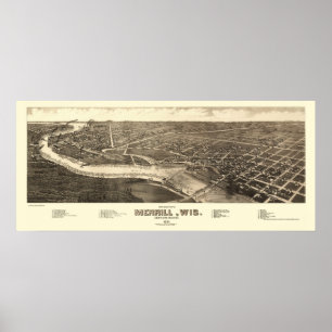 Póster Merrill, mapa panorámico de los WI - 1883