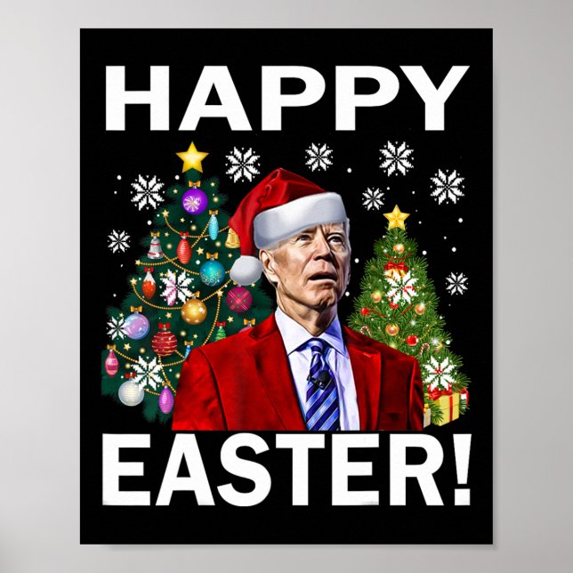 Póster Merry 4th Of Easter Funny Joe Biden Christmas Ugly (Frente)