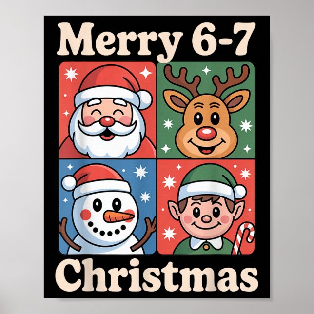 Póster Merry 6 7 Six Seven Meme Christmas Women Men Kids  (Frente)