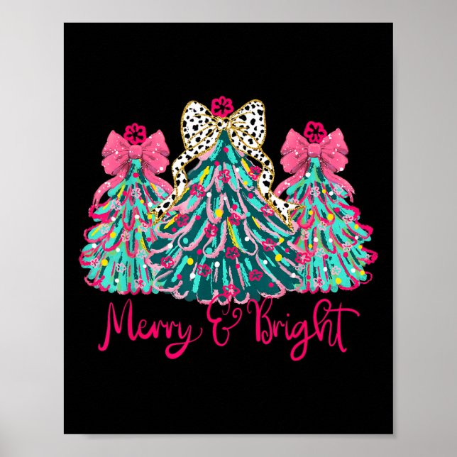 Póster Merry And Bright Christmas Tree Coquette  (Frente)