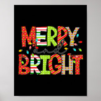 Póster Merry And Bright Christmas Women Girls Kids Toddle