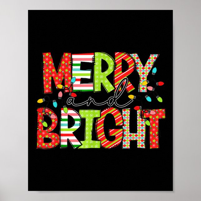 Póster Merry And Bright Christmas Women Girls Kids Toddle (Frente)