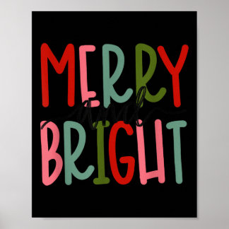 Póster Merry And Bright Christmas Women Girls Kids Toddle