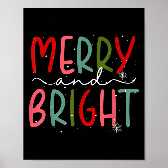 Póster Merry And Bright Christmas Women Girls Kids Toddle (Frente)