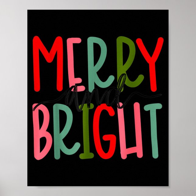 Póster Merry And Bright Christmas Women Girls Kids Toddle (Frente)
