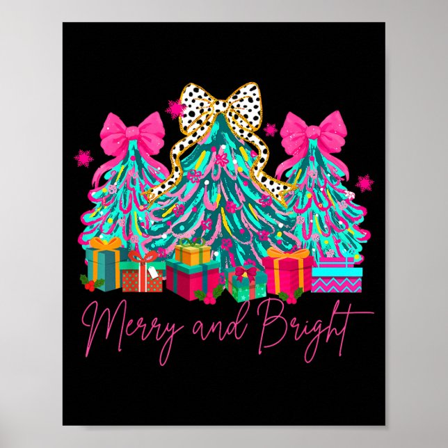Póster Merry And Bright Coquette Bow Christmas Tree Women (Frente)