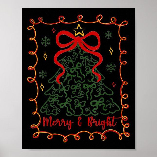 Póster Merry And Bright Merry Christmas Coquette Tree Gir (Frente)