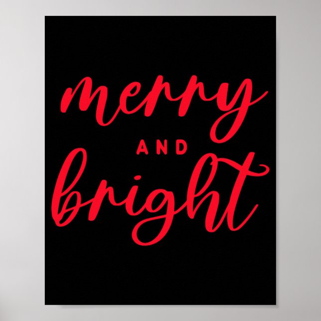 Póster Merry And Bright Modern Red Womens Christmas _1  (Frente)