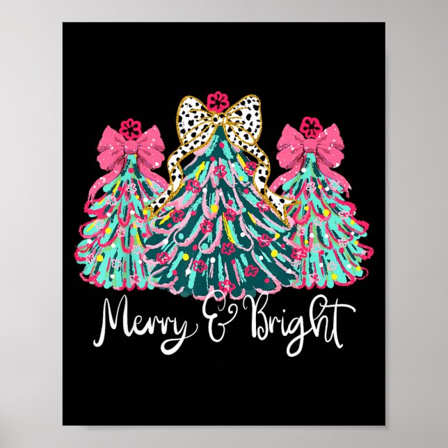 Póster Merry And Bright Nk Christmas Tree Xmas Holiday Wo (Frente)